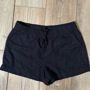 J Crew Linen Navy Blue Drawstring Shorts Womens Size Medium